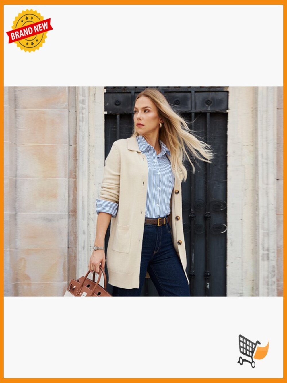 Long Cardigan Sweater with Pockets Button Knit Blazer Open Front Dressy Casual - Picture 7 of 7